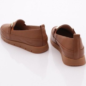 Resim Dgn 2274-4 Kadin Aksesuarli Loafer Ayakkabi Taba Floater 