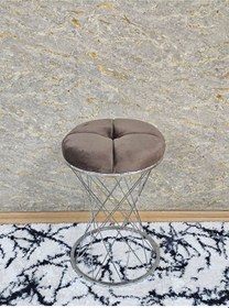 Resim Yuvarlak Krom Kaplama Puf Oturak - Bench - Ayak Ucu Oturak - Tabu Çok Renkli 