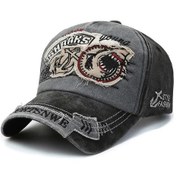 Resim Linchen Retro Köpekbalığı Desenli Beyzbol Şapkası - Pamuklu, Esnek, Unisex, Sokak Stili Black 