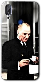 Resim MRCİLETİSİM mrc87321 Atatürk Türk Kahvesi Kılıf HD Desen Baskılı Arka Kapak+Temperli Cam Vestel E5 ile uyumlu 