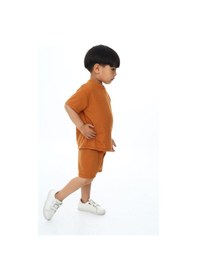 Resim Bisiklet Yaka Şortlu Erkek Çocuk Şortlu Takım Beyaz - İndigo 