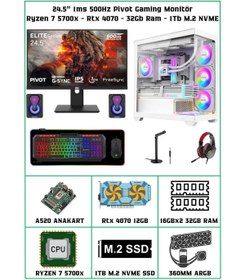 Resim RAMTECH Headshot 500 Rtx 4070 12Gb Ryzen 7 5700x 32Gb Ram 1Tb M.2 500Hz Monitör Masaüstü Gaming Bilgisayar 