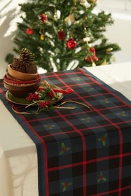 Resim AYSHome Lacivert Kareli Yılbaşı Runner 