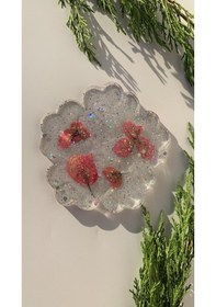 Resim Epoksi İçinde Glitter Ve Begonvilli Kasımpatı Bardak Altlığı Şeffaf 