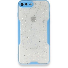 Resim iPhone 8 Plus Kılıf Platin Simli Silikon - Mavi 