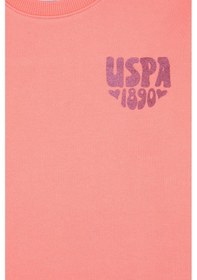 Resim U.S. Polo Assn. Kız Çocuk Neon Pembe Simli Baskı Detaylı Bisiklet Yaka Basic Sweatshirt 50314289-VR105 