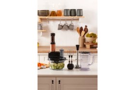 Resim Mastermaid Prosteel Cam Mutfak Robotu Uzun Blender Ayaklı 6 Bıçaklı 2500 W Black Copper 