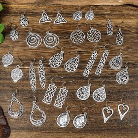 Resim 1 Set Vintage Tribal Tarzı Kadınlar Dangle Küpeler, Çinko Alaşımlı Moda Kulak Aksesuarları, Geometrik Totem Tasarımı, Demir Post ile, Günlük Giyim ve Sokak Stili için 