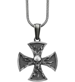 Resim Bysilverstone 925 Ayar Gümüş Tapınak Şövalyesi Ve Kurukafa Kolye 