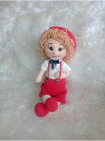 Resim OYUNCAKPARK Şapkalı Kırmızılı Bebek Amigurumi Organik Oyuncak 