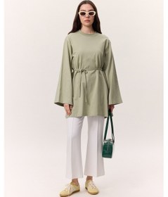 Resim Manuka Bağlama Detaylı Oversıze Tshırt Çağla Yeşili Çağla Yeşili 