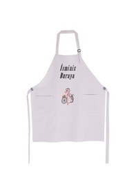 Resim Mutfak Önlüğü Kişiye Ve İsme Özel Nakışlı Mutfak Önlüğü Bisiklet Farklı Renkler Gri 