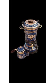 Resim Bakır Center Ağır El Işlemeli Gül Çiçek Desenli Siyah Termostatlı Su Isıtıcı Kettle Çaydanlık 