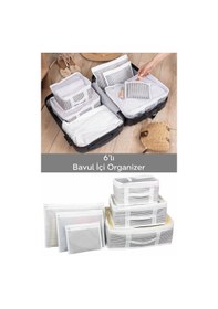 Resim 6'lı Valiz Düzenleyici Set - Bavul İçi Organizer Çok Amaçlı Organizer Set Seyahat Hurcu Gri 