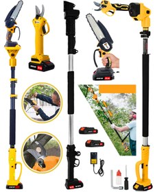 Resim Wacker Pro Germany Yellow 2.7 Mt Teleskopik Uzatmalı 2400 Wf 25 Ah 2 Akülü Dal Budama Akülü Bağ Makası 