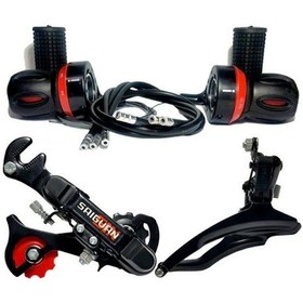 Resim 3x7 21 Vites Bisiklet Ön Arka Attırıcı ve Vites Kolu Set Wrka Att Siyah 