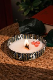 Resim Love Bundles El yapımı Yılbaşı Modeli%100 Soya Wax Mumu | Hediye | Yılbaşı | Stories Candle | New Year Lacivert 