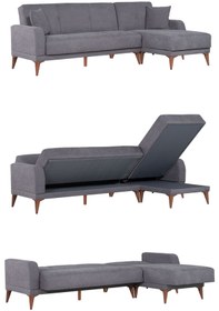 Resim Kilim Mobilya Minimal Uzanmalı Köşe Takımı V2 (İkili Sol Ünite + Uzanma Sağ Ünite) koyu gri 