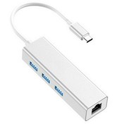 Resim TahTicMer Type-c Rj45 Ethernet Adaptöru Ve Usb 3.0 Hub 1000mbps Alüminyum Çoklayıcı Adaptör 3 Port 