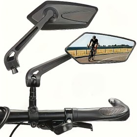 Resim 2 Yüksek Çözünürlüklü Geniş Açı Bisiklet Aynası - Elektrikli Scooterlar, E-Bisikletler ve Dağ Bisikletleri için Uygun - 360° Ayarlanabilir Gidon Dikiz Aynası ile Şeffaf Düz Lens 