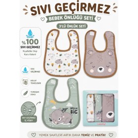 Resim Karamila 3'lü Set Bebek Mama Önlüğü Desenli Sıvı Geçirmez 