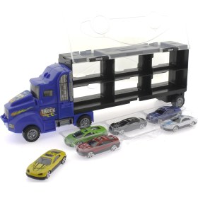 Resim Fırlatma Rampalı Araç Taşıyıcı Mavi Kamyon 