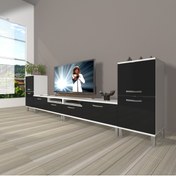 Resim Decoraktiv Eko 9200 Mdf Krom Ayaklı Tv Ünitesi Tv Sehpası - Beyaz - Siyah 