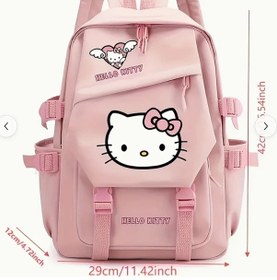 Resim Honeybeeshop Hello Kitty Pembe Kırmızı Yastıklı Askılı Çok Bölmeli Güçlendirilmiş Tabanlı Sırt Çantası Diğer 