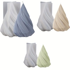 Resim 1 adet 3 adet/takım Spiral Konik Silikon Mum Kalıpları Mum Yapımı için, Alçı Reçine Dökümü için 3D Sütun Silikon Kalıpları, Masaüstü Süsler, Sanat El Sanatları, Ev Dekorasyonu yapmak için Silikon Kalıplar 