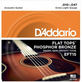 Resim D'Addario EFT15 10-47 Flat Tops Phosphor Bronze Extra Light Akustik Gitar Tel Seti 