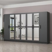 Resim Minar Kale 7 Kapaklı 5 Aynalı 4 Çekmeceli Dolap Antrasit 190 cm 
