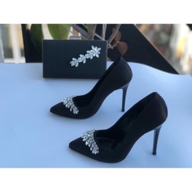 Resim Holdays Siyah saten çanta kombin ayakkabı 