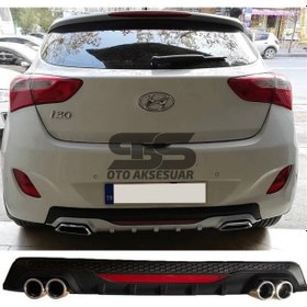 Resim Hyundai İ30 Difüzör Arka Tampon Eki 4 Egzoz Çıkışlı Siyah Reflektörlü 