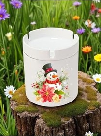 Resim Kardan Adam Çiçek Baskılı Seramik Küllük, LH9320876428097523123 