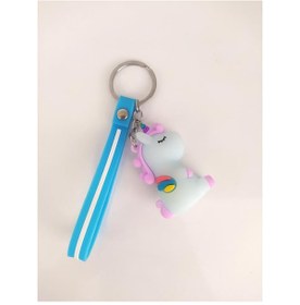 Resim Unicorn Tek Boynuzlu At Silikon Anahtarlık Çanta Süsü Oyuncak 