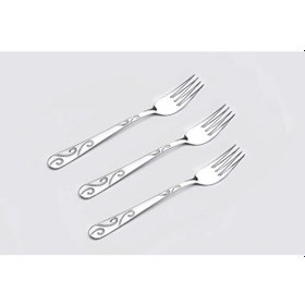 Resim Tozanlı Çelik 12 Kişilik Kahvaltı Çatalı Gümüş 