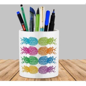 Resim Ananas Kaktüs Sukulent Saksı Kalemlik 