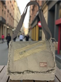 Resim Old Cotton Cargo Vintage Salaş Orta Boy Unisex Günlük Çapraz Postacı Tablet Çantası M 32 Cm X 27 Cm Bej 