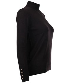 Resim On Kadın Minimalist Boğazlı Uzun Kol Kazak - Günlük & Özel Gün Siyah 