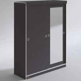 Resim Kenzlife gardırop sürgülü kapaklı kapılı 140 papatya gri aynalı gardolap dolap 