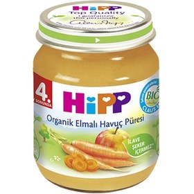 Resim Hipp Organik Elma Havuç Püresi 125 gr Bebek Maması 