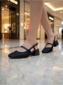 Resim Nesilshoes Nesil Shoes Pine 2023 Siyah Topuklu Örgü Kadın Sandalet 