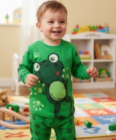 Resim AyCaTa Unisex Kurbağa Desenli Çocuk Pijama Takımı 