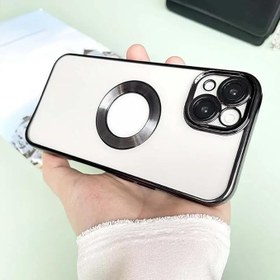 Resim teknosepetim iPhone 13 Kılıf Kamera Lens Korumalı Logo Gösteren Arkası Şeffaf Parlak Kenarlı Kapak Esnek Silikon Koruyucu Lazer Kesim (Siyah) 