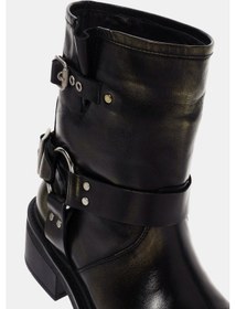 Resim Rock Kadın Altın Metalik Toka Detaylı Deri Bot Altın 