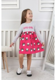 Resim Kız Çocuk Elbise Cute Girl Fuşya 