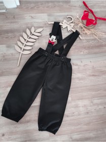 Resim Feriatolye Mickey Mouse Konsepti Erkek Bebek Kışlık Siyah Salopet 