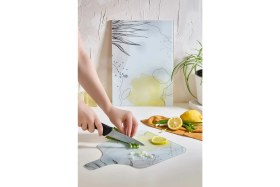 Resim Feyza Design Şık 2'li Cam Kesme Tahtası Seti 25X35, Isıya Dayanıklı ve Kırılmaz 