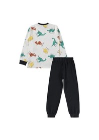 Resim Civil Boys Dinozor Baskılı 6-9 Yaş Pijama Takımı - Gri Füme 