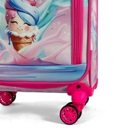Resim Dondurma Desenli 4 Tekerlekli Çocuk Valizi, Eğlenceli Seyahat Arkadaşı - Dondurma Desenli 